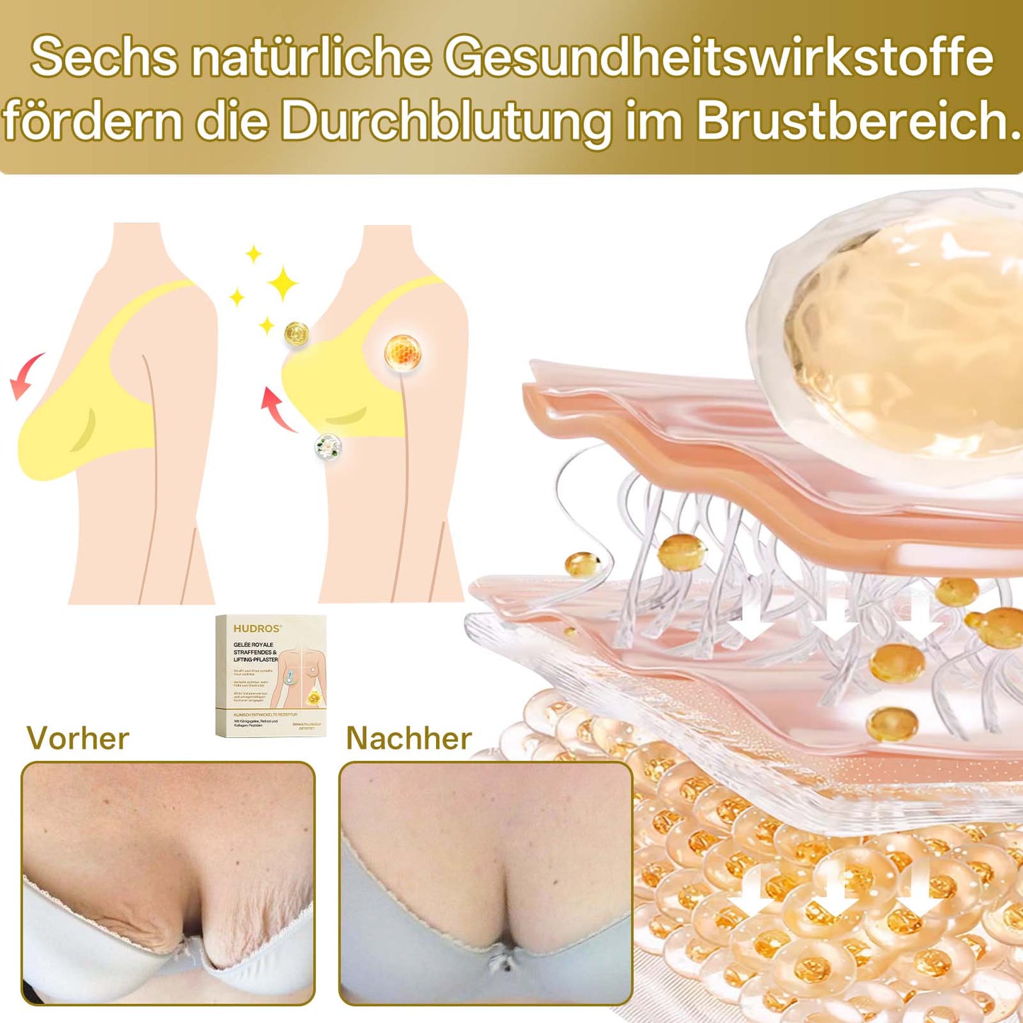【Offizieller Flagship-Store】👑𝐇𝐔𝐃𝐑𝐎𝐒® Gelée Royale STRAFFENDES LIFTING-PFLASTER — Sicher in der Stillzeit anwendbar