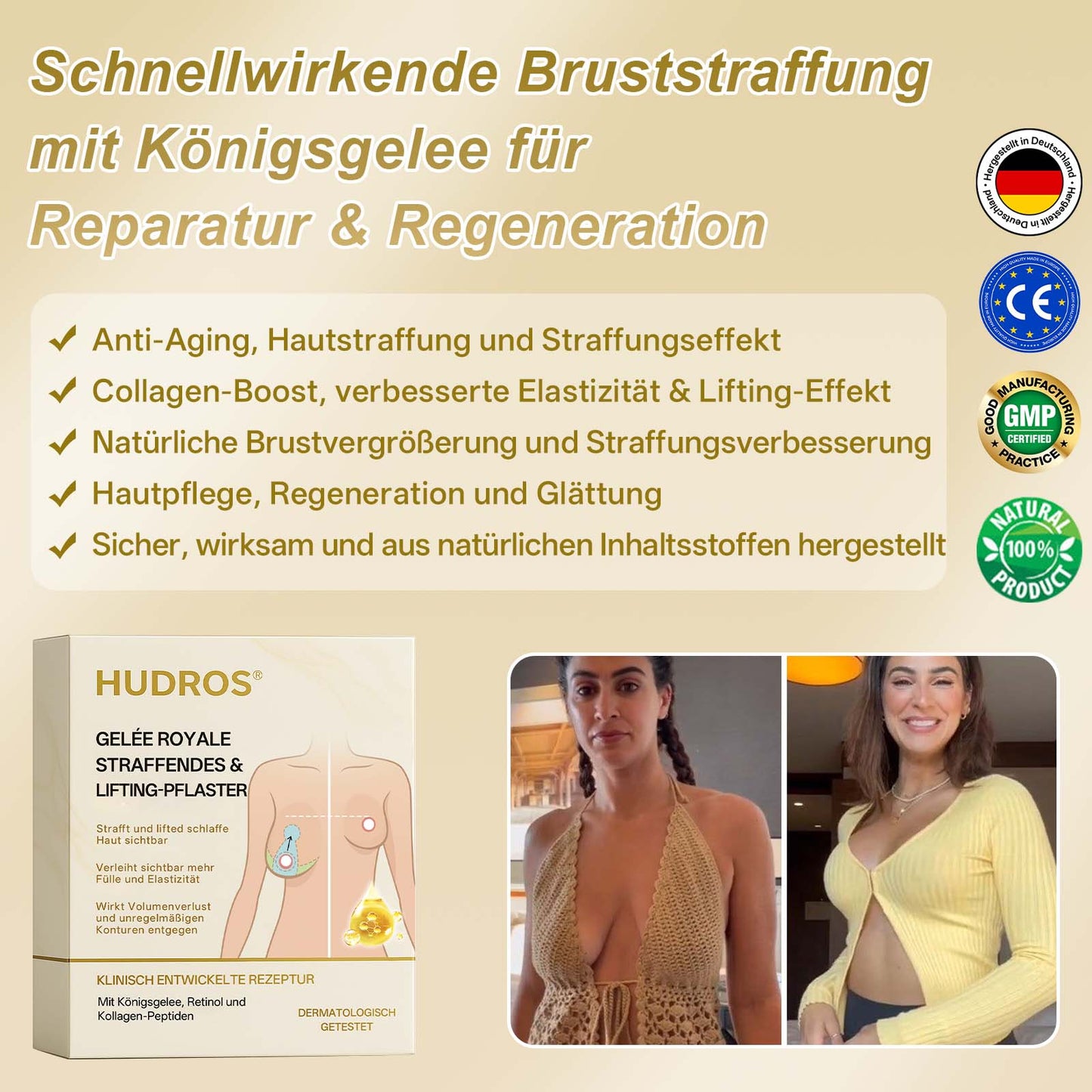 【Offizieller Flagship-Store】𝐇𝐔𝐃𝐑𝐎𝐒® Gelée Royale STRAFFENDES LIFTING-PFLASTER — Sicher in der Stillzeit anwendbar