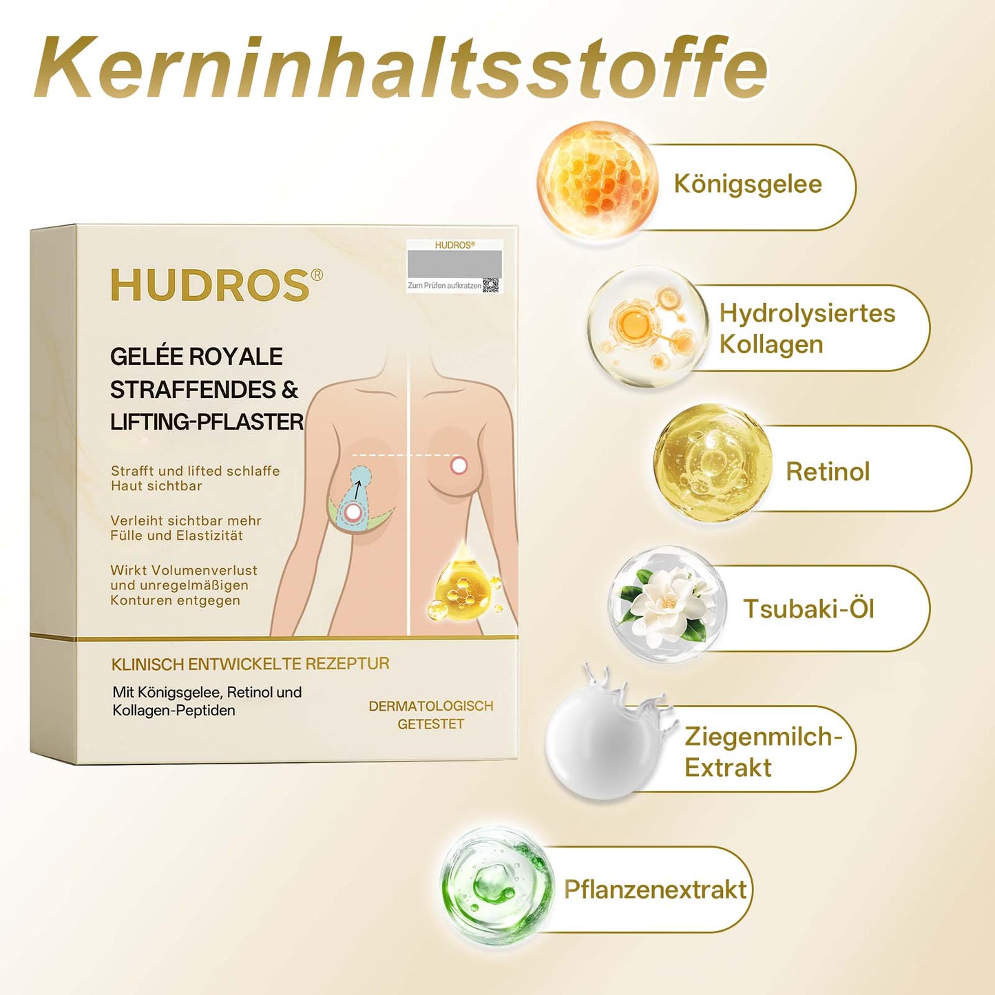 【Offizieller Flagship-Store】👑𝐇𝐔𝐃𝐑𝐎𝐒® Gelée Royale STRAFFENDES LIFTING-PFLASTER — Sicher in der Stillzeit anwendbar