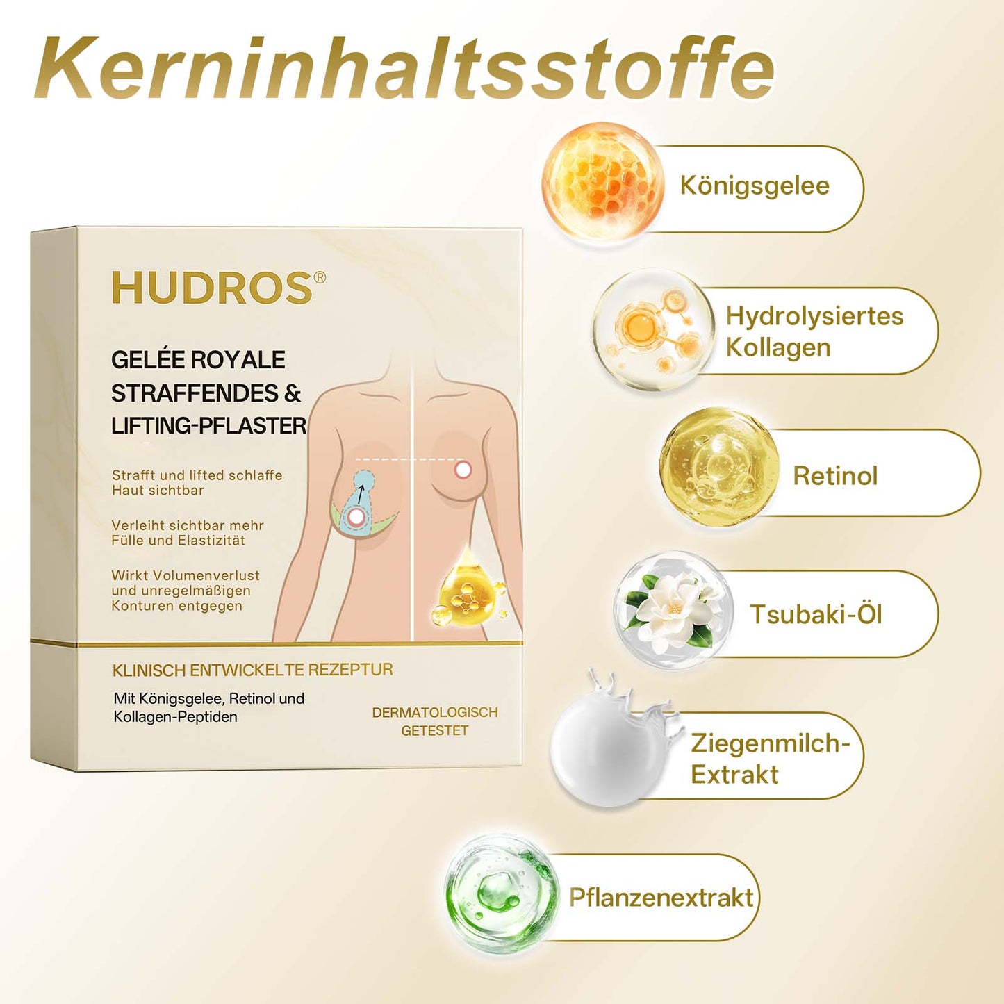 【Offizieller Flagship-Store】𝐇𝐔𝐃𝐑𝐎𝐒® Gelée Royale STRAFFENDES LIFTING-PFLASTER — Sicher in der Stillzeit anwendbar