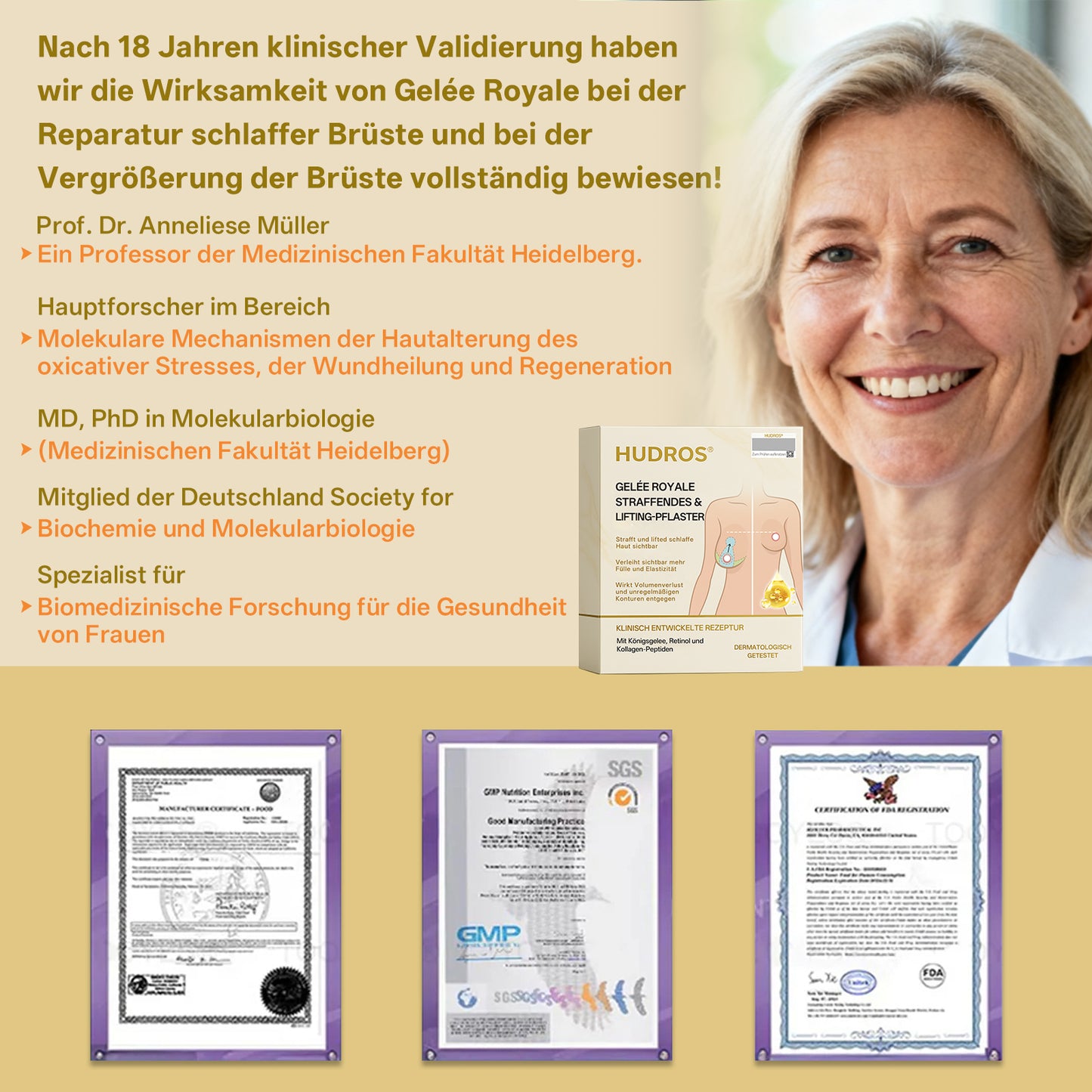 【Offizieller Flagship-Store】👑𝐇𝐔𝐃𝐑𝐎𝐒® Gelée Royale STRAFFENDES LIFTING-PFLASTER — Sicher in der Stillzeit anwendbar