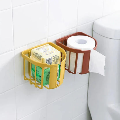 Punch-Free toilet paper shelf bathroom kitchen tissue box wall-mounted adhesive paper storage box toilet paper holder roll paper